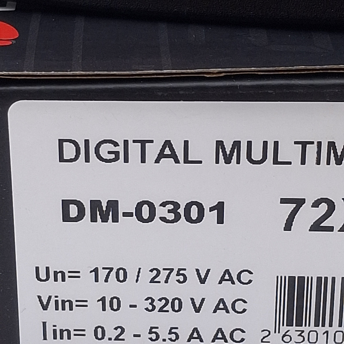 New DATAKOM DM-0301 Digital Multimeter, 4-Digit, 1-Phase, 5A 10-300VAC, 72x72mm