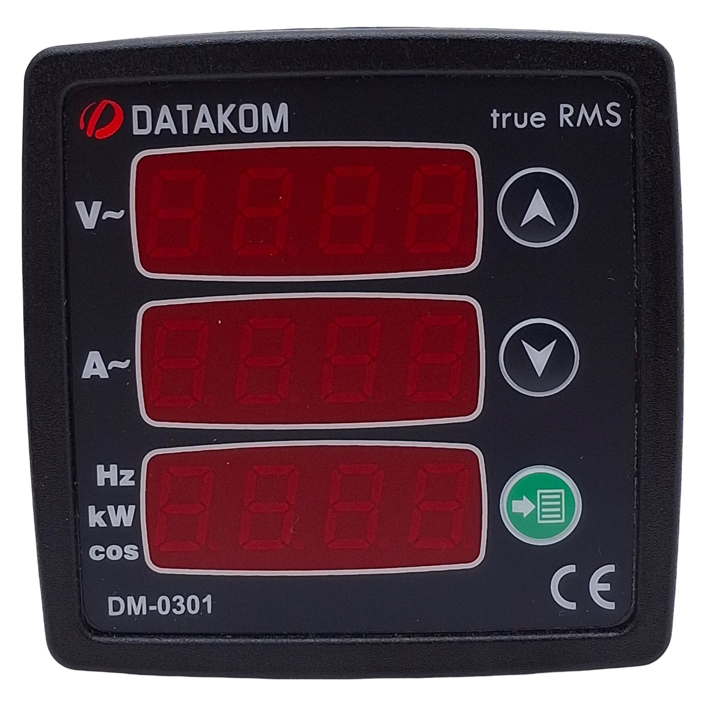 New DATAKOM DM-0301 Digital Multimeter, 4-Digit, 1-Phase, 5A 10-300VAC, 72x72mm