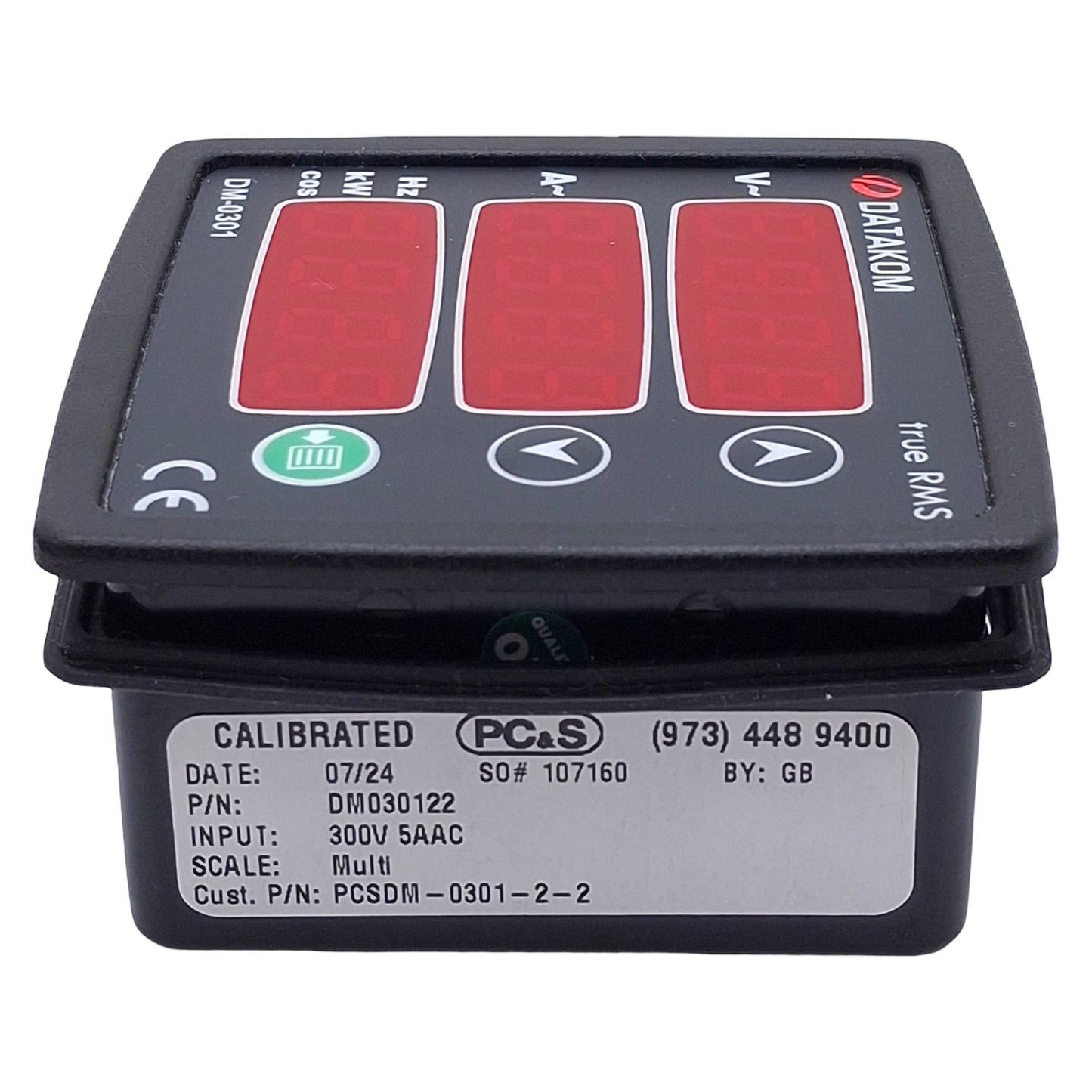 New DATAKOM DM-0301 Digital Multimeter, 4-Digit, 1-Phase, 5A 10-300VAC, 72x72mm