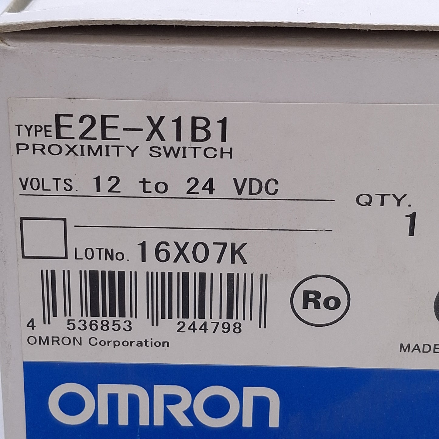 New Omron E2E-X1B1 Proximity Sensor, PNP NO, 1mm Range, 12-24VDC, M5 Barrel, 2m