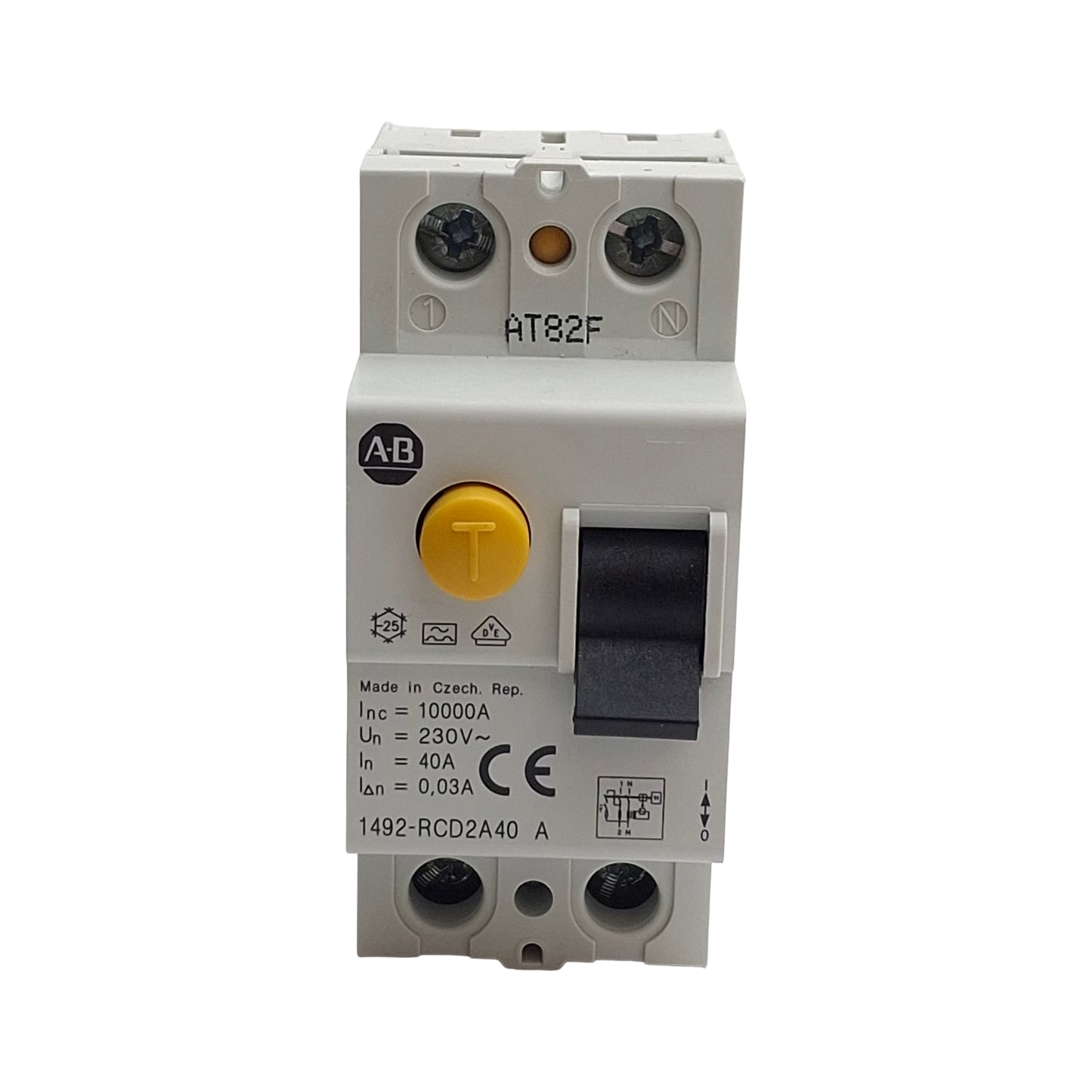 Used Allen Bradley 1492-RCD2A40 Residual Current Device 2-Pole, 230VAC, 40A, 30mA