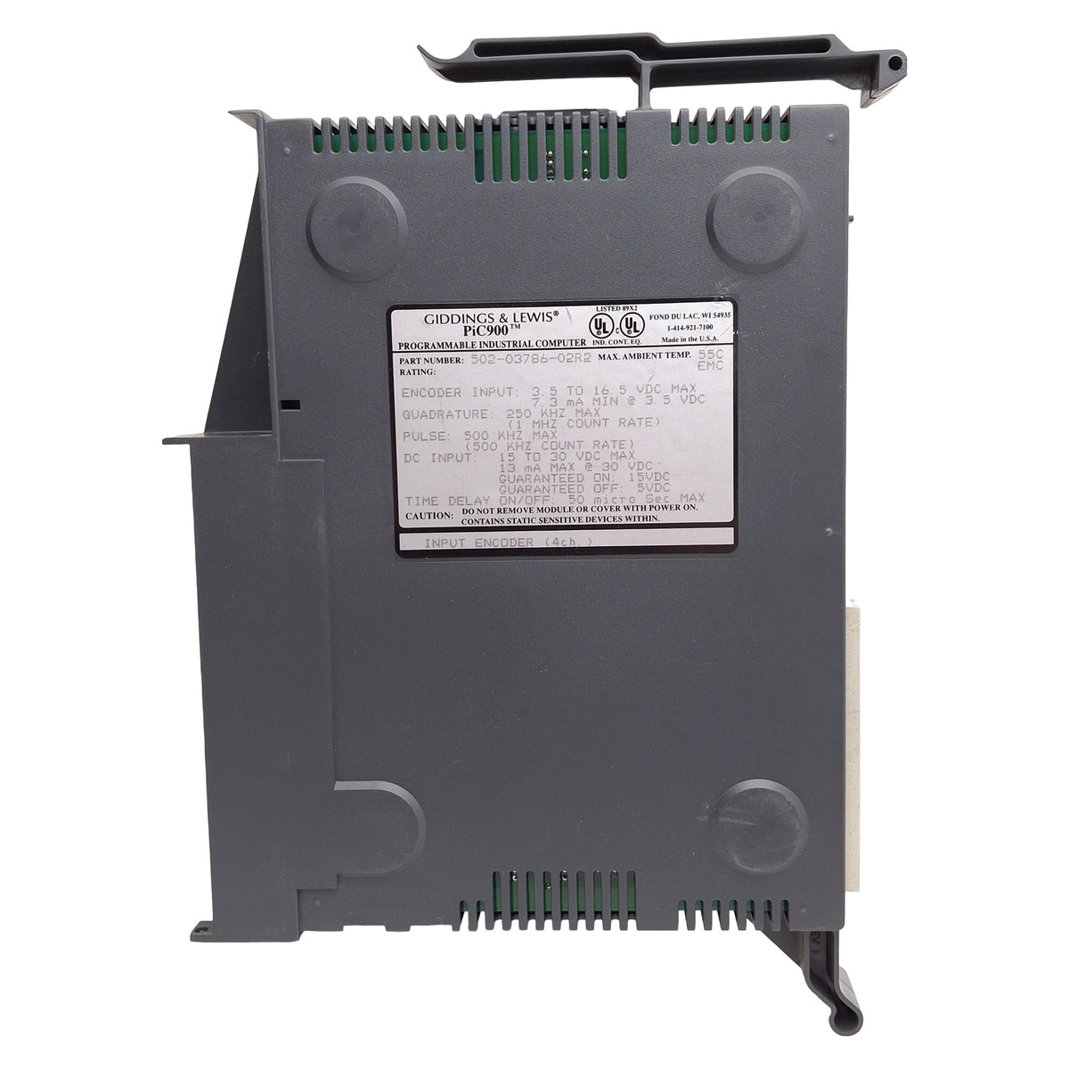 Used Giddings & Lewis 502-03786-02R2 PiC900 Encoder Input Module, 4-Ch, 3.5-16VDC