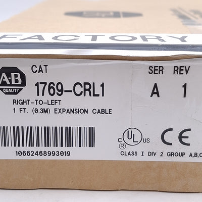 New Allen Bradley 1769-CRL1 Rev A Compact I/O Right-to-Left Expansion Cable, 0.3m