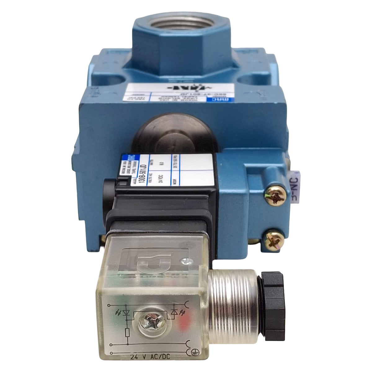 Used Mac 56C-37-501JD Solenoid Valve, 3/2-NC, 25-150psi, 3/4in NPTF, 24VDC Coil