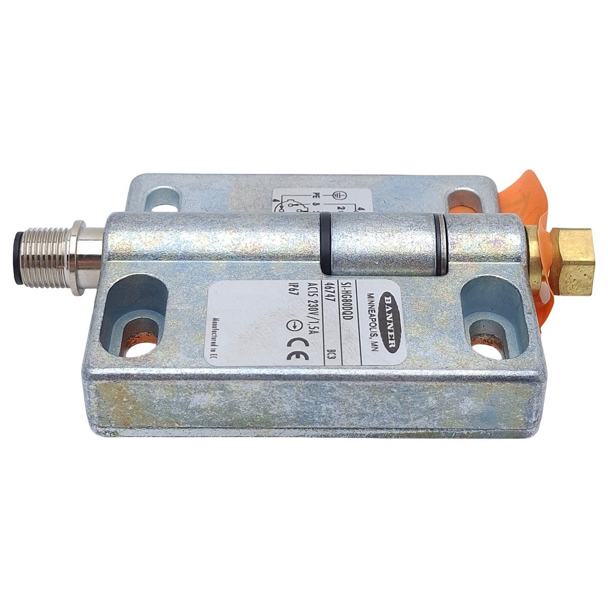 New – Open box Banner SI-HG80DQD Hinge Safety Interlock Switch, SPDT 1NC/1NO, 230VAC, 4-P M12