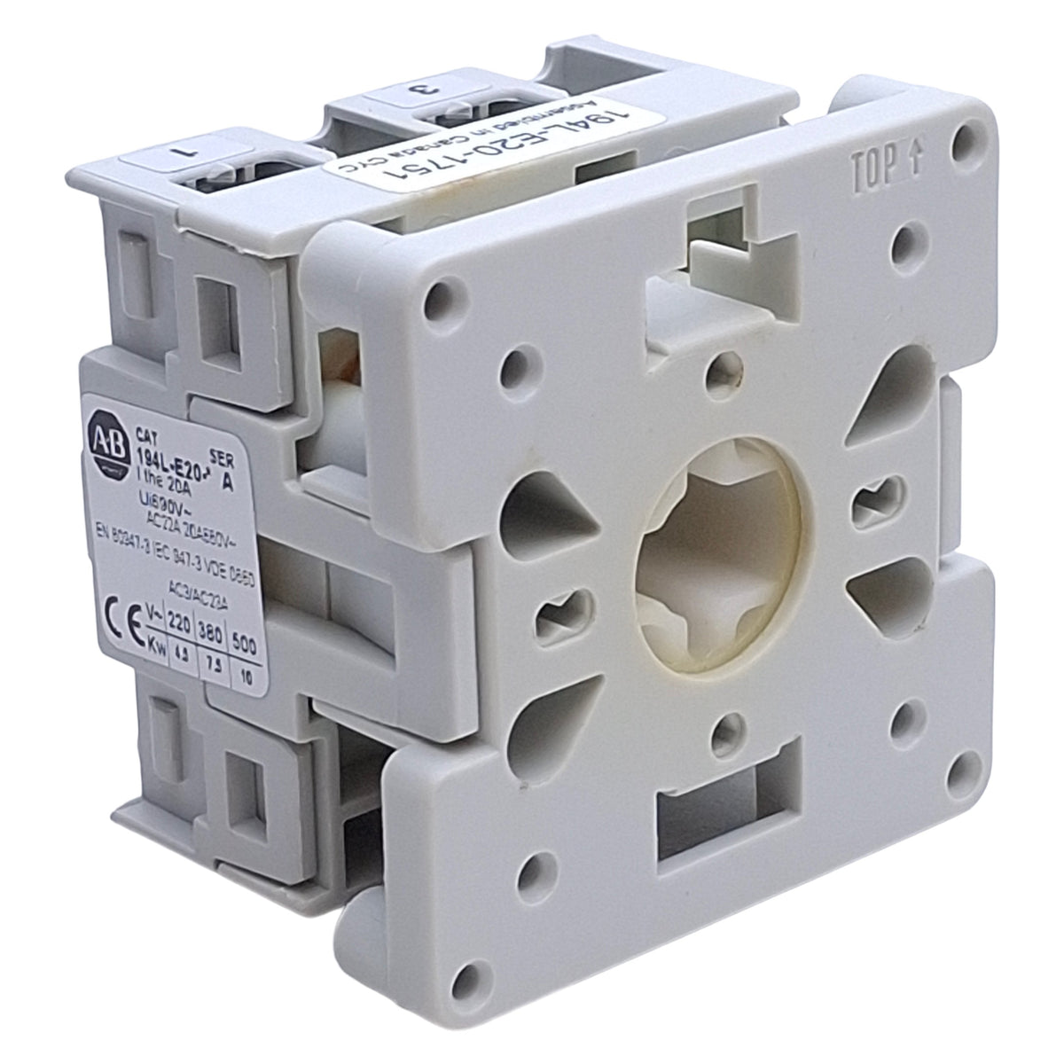 Used Allen Bradley 194L-E20-1751 Ser. A Load Disconnect Switch 1-Pole, 20A 600VAC