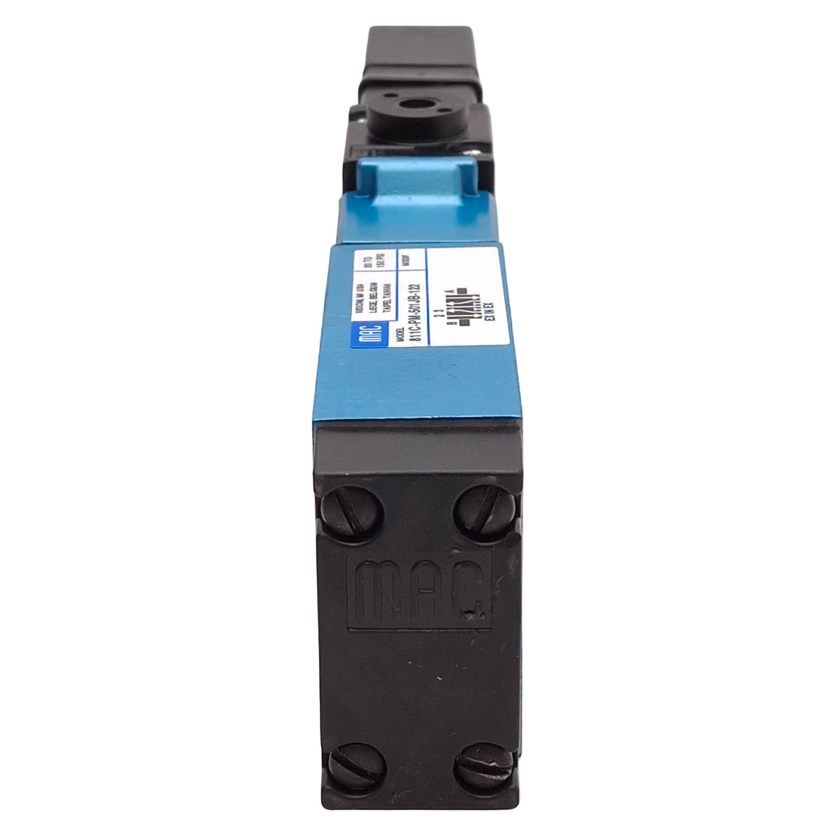 New Mac 811C-PM-501JB-122 Solenoid Valve, 5/2-Way, 150psi, 1/4in NPTF, 24VDC Coil