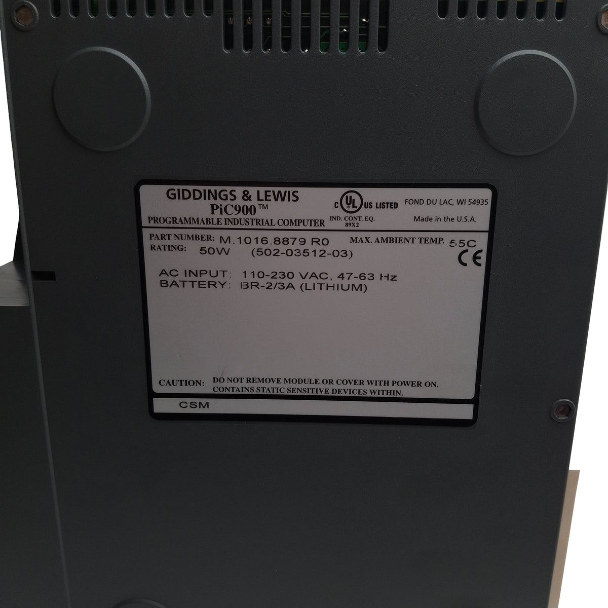 New Giddings & Lewis M.1016.8879 PiC900 PLC Power Supply CSM Module 110-230VAC IN