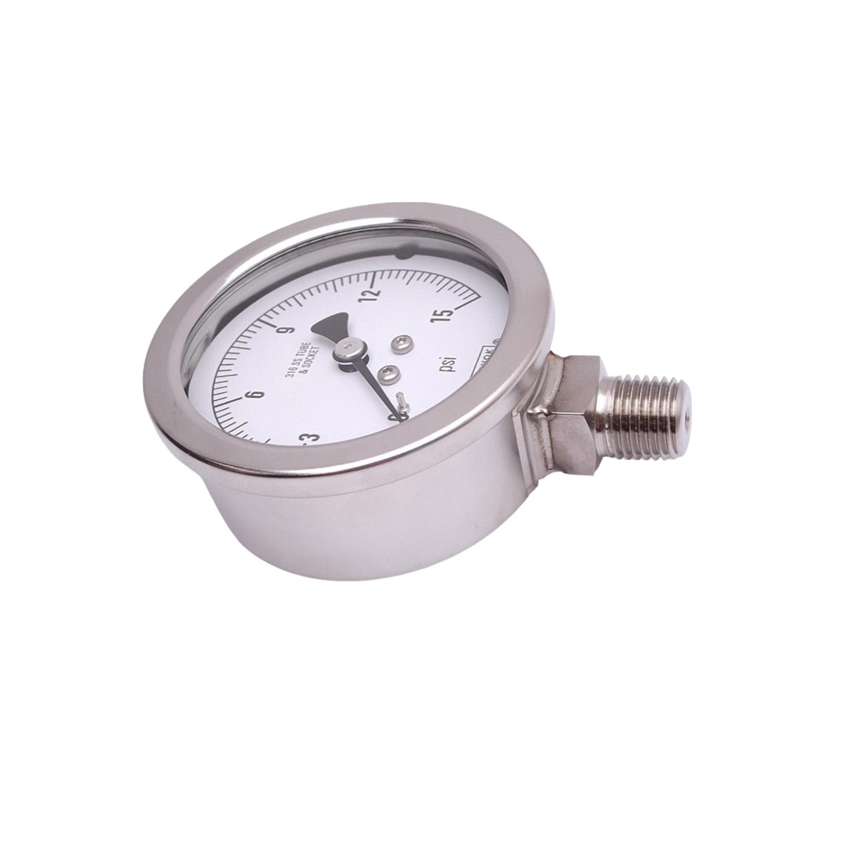 New NOSHOK 25-400-15-psi-CC Air Pressure Gauge, 2-1/2in Face, 0-15psi, 1/4in NPT