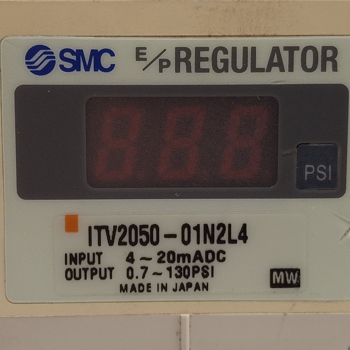 Used SMC ITV2050-01N2L4 Electro-Pneumatic Regulator, 0.7-130psi Set, 4-20mA, 1/4NPT