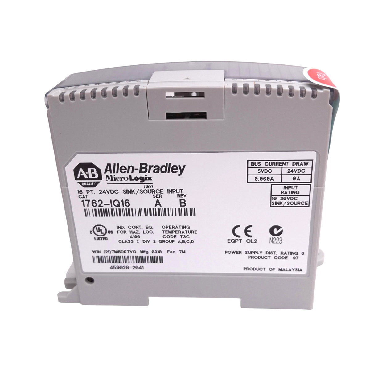 New Allen Bradley 1762-IQ16 Ser A MicroLogix Digital Input Module, 16-Point 24VDC