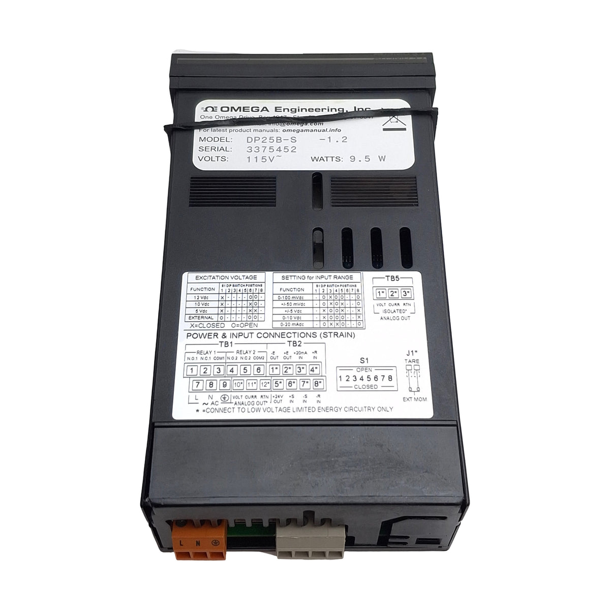 New – Open box Omega Engineering DP25B-S-1.2 Panel Meter, 1/8DIN, 115VAC, 2-Relay Outputs