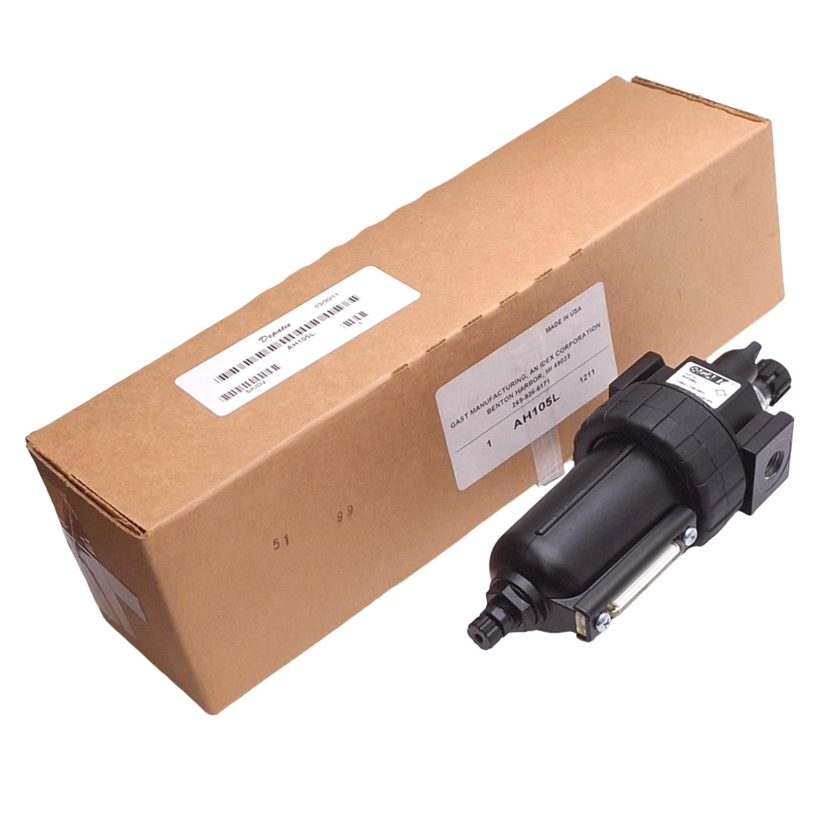 New Gast AH105L Compressed Air Mist Lubricator, 1/4in NPTF, 20 SCFM, 250psi Max
