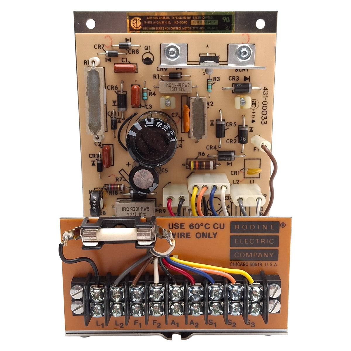 New – Open box Bodine ASH-450 DC Motor Speed Control, 1/15HP, 115VAC Input, 0-130VDC Output
