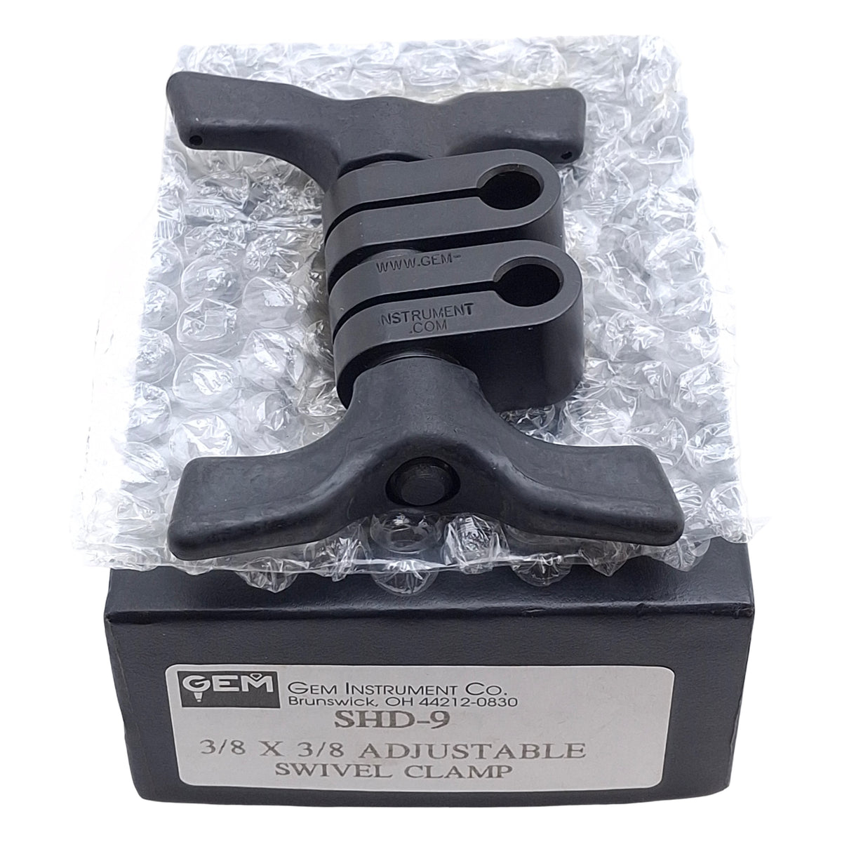 New – Open box Gem Instruments SHD-9 Heavy Duty Dual Handle Swivel Clamp, 3/8in x 3/8in