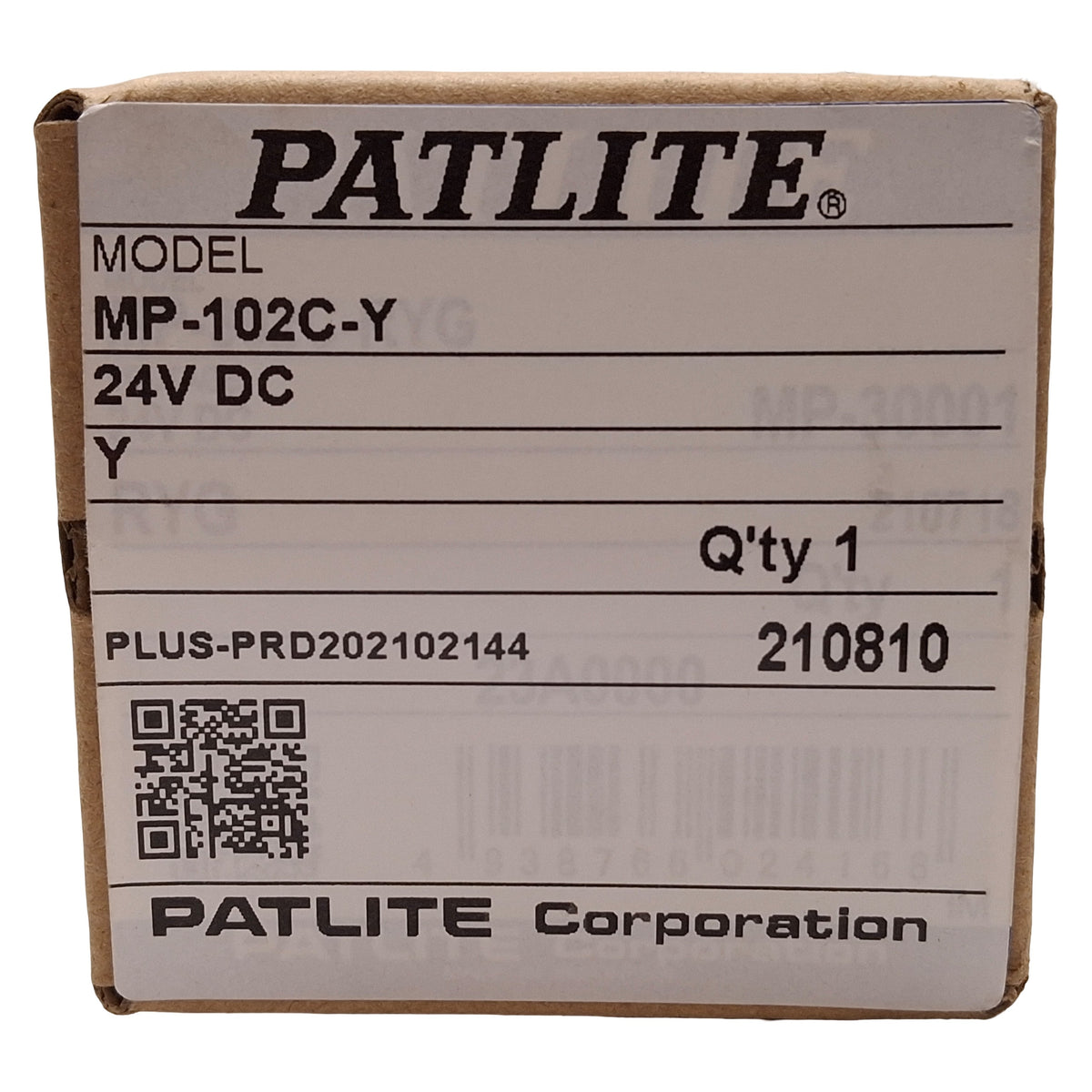 New Patlite MP-102C-Y LED Signal Tower, 1-Tier, ø30mm, Amber, M12 4-Pin Male, 24VDC