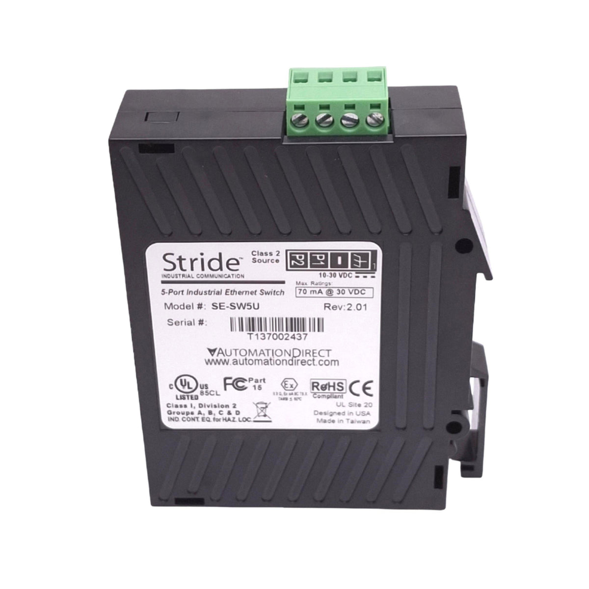 New – Open box Automation Direct SE-SW5U Stride Ethernet Switch, 5-Port RJ45, 10-30VDC