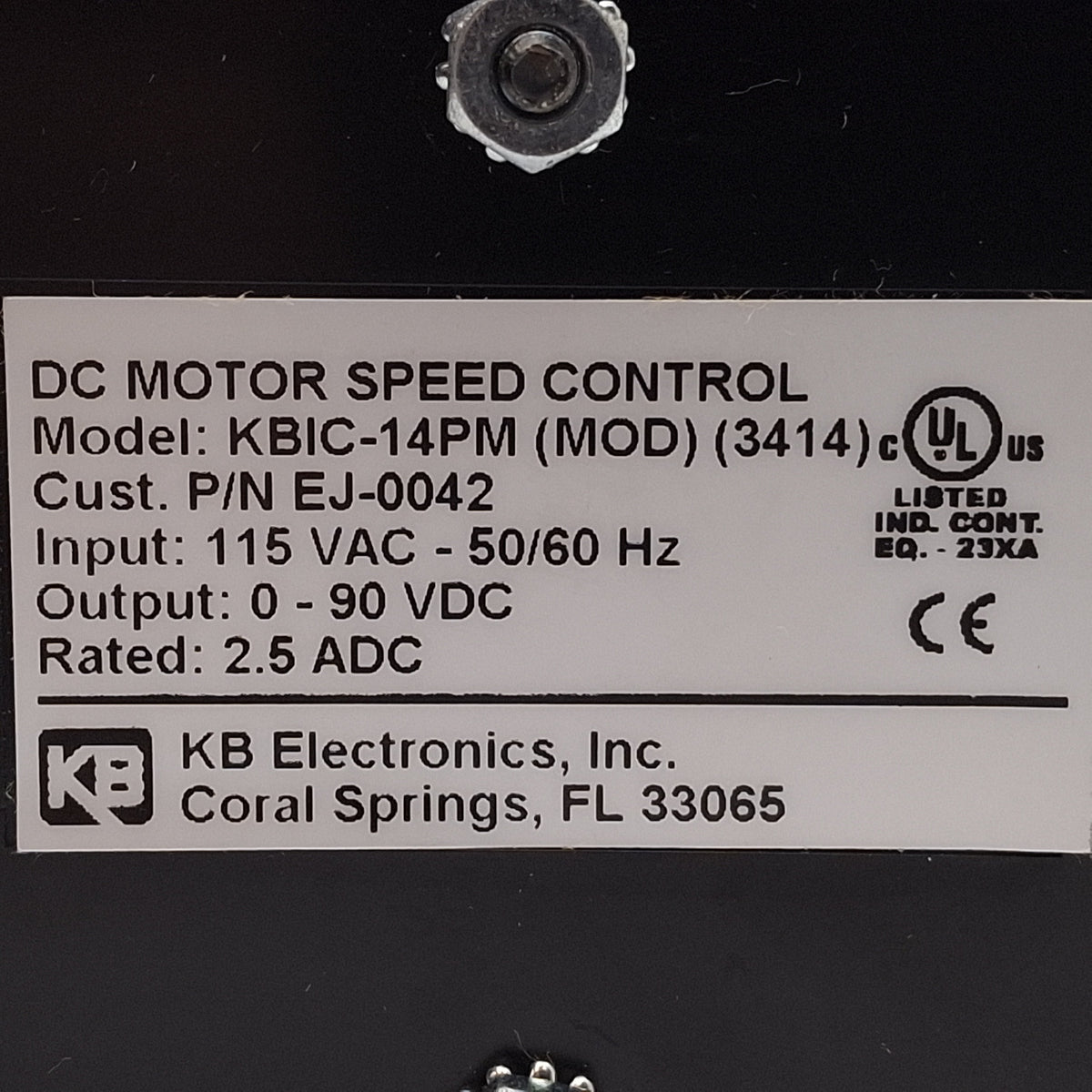 New KB KBIC-14PM 3414 DC Motor Speed Control, 0-90VDC 2.5A Output, 115VAC Input