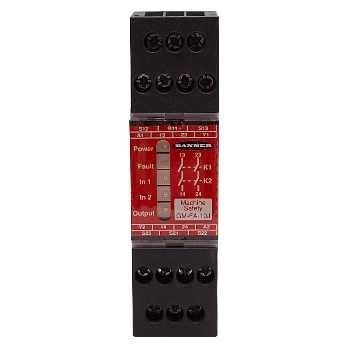 Used Banner GM-FA-10J Guard Monitoring Safety Relay, 2NO, 22.5mm, DIN Rail, 24VAC/DC