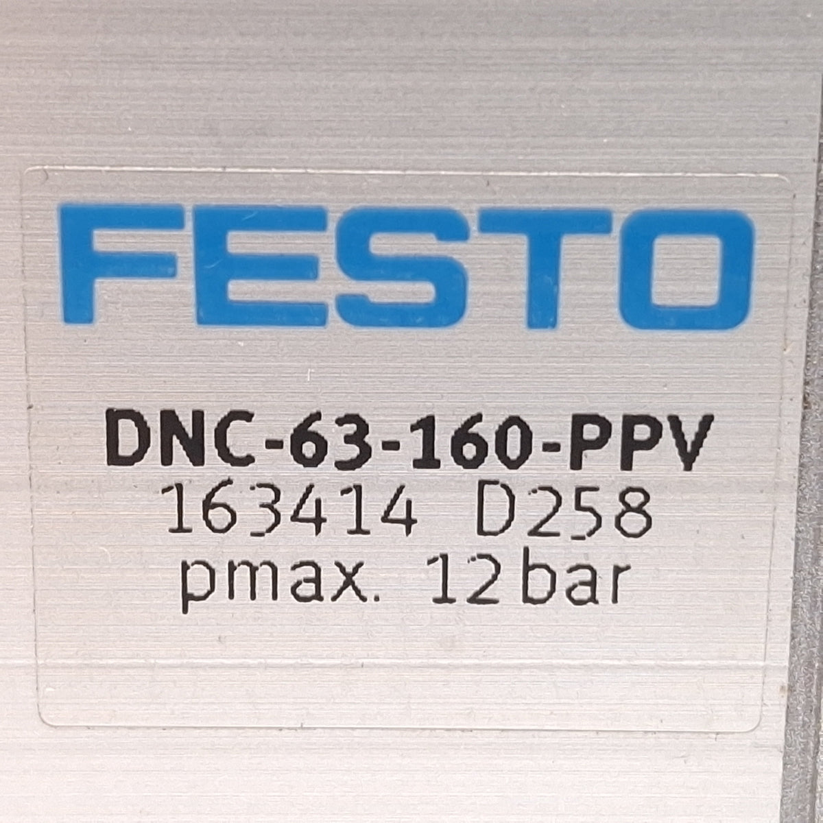 Used Festo DNC-63-160-PPV Pneumatic Cylinder, ø63mm Bore, 160mm Stroke, 12bar, G3/8