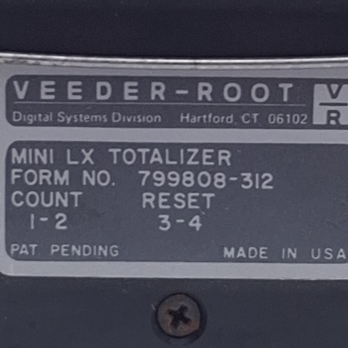 Used Veeder Root 0799808-312 Mini-LX Electric Totalizer 8-Decade, 6-250VACDC