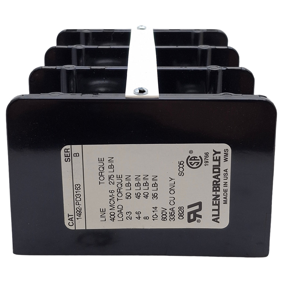 New Allen Bradley 1492-PD3163 Power Distribution Block, 3-Pole, 1-Line 6-Load 335A