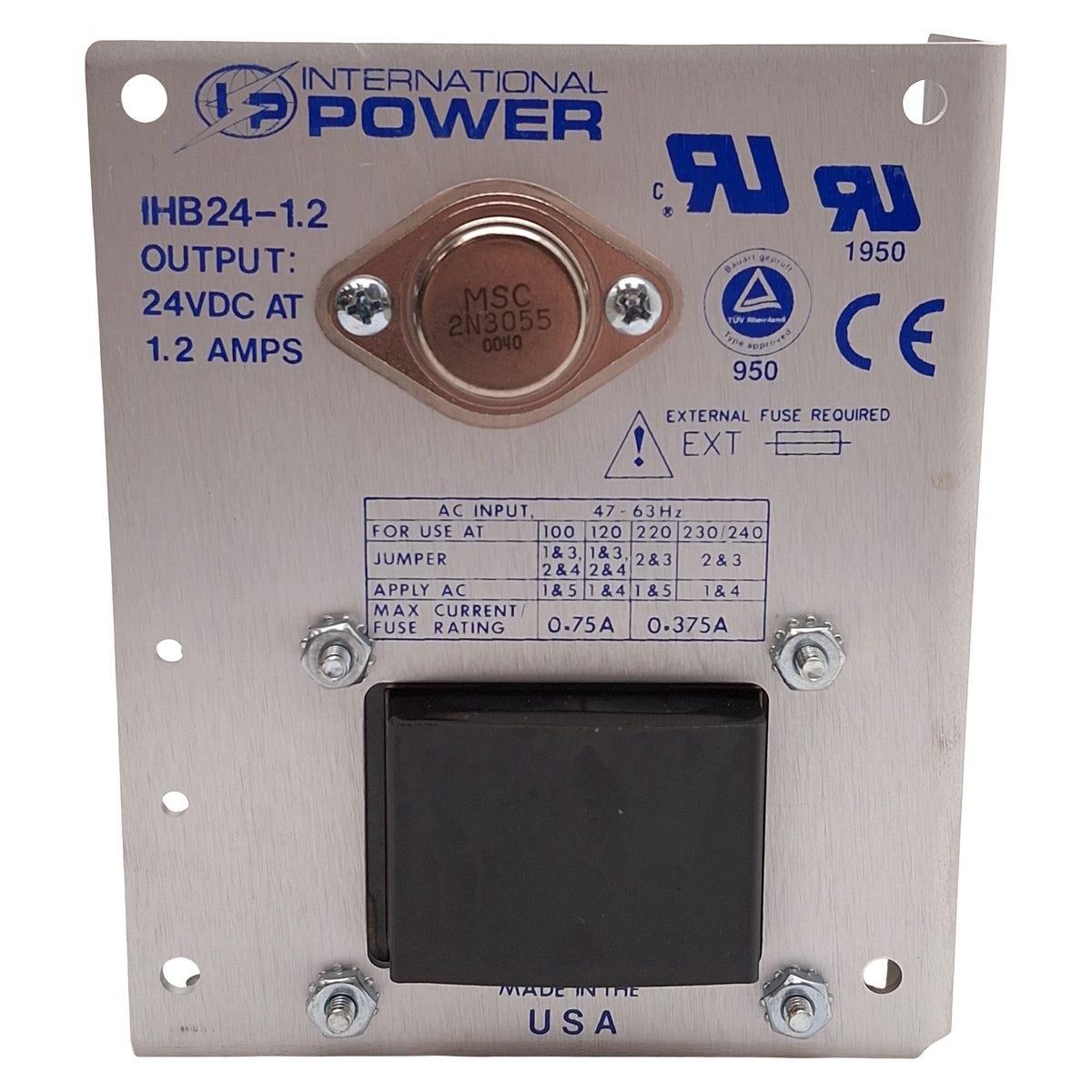New International Power IHB24-1.2 Power Supply 100-240VAC Input, 24VDC @ 1.2A Output