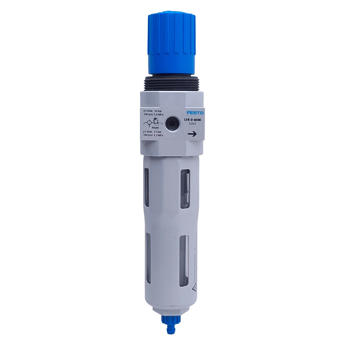 Used Festo LFR-D-MINI Filter Regulator, 0.1MPa-1.6MPa, 40µm, 26.25cfm Flow, G1/8
