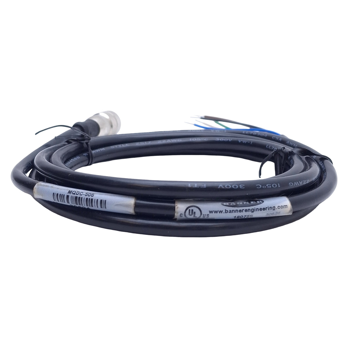 New – Open box Banner MQDC-506 Single-Ended MICRO Cordset 5-Pin Female to Flying Leads, 2m
