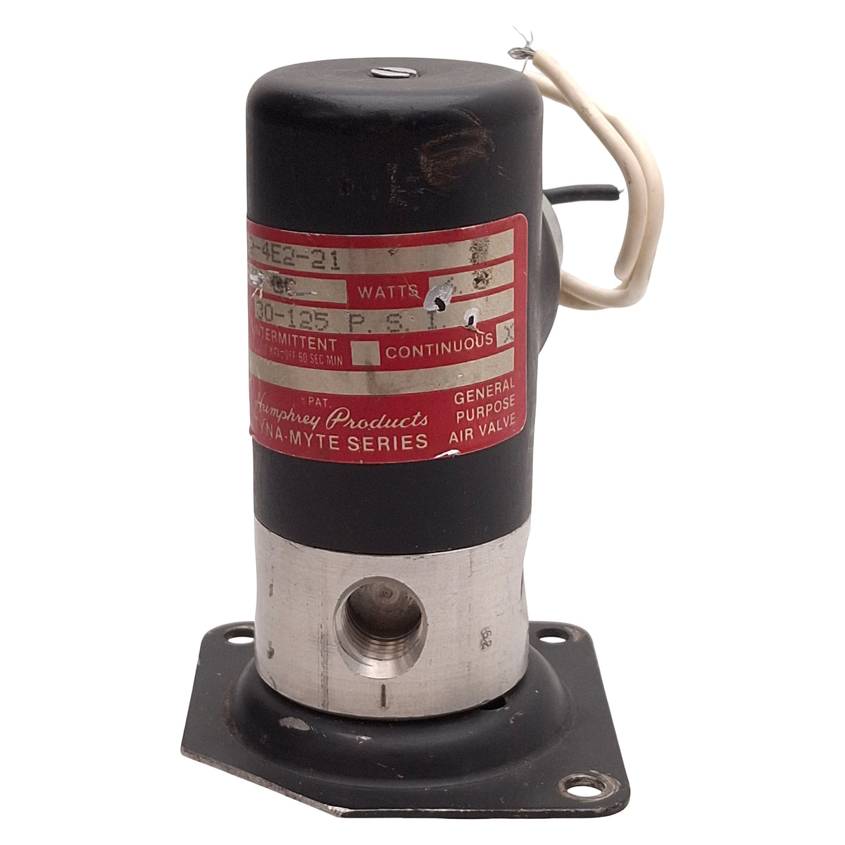 Used Humphrey 062-4E2-21 Tyna-Myte Solenoid Valve, 4-Way, 30-125psi, 24VDC Coils