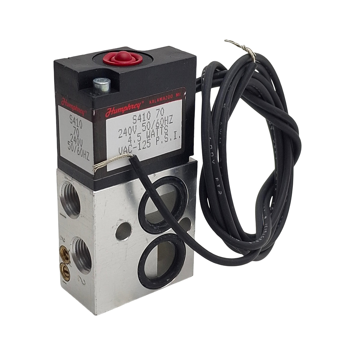 New Humphrey S41070240V Solenoid Valve, 1/8NPSF, 4/2-Way, Vac to 125psi, 240VAC Coil