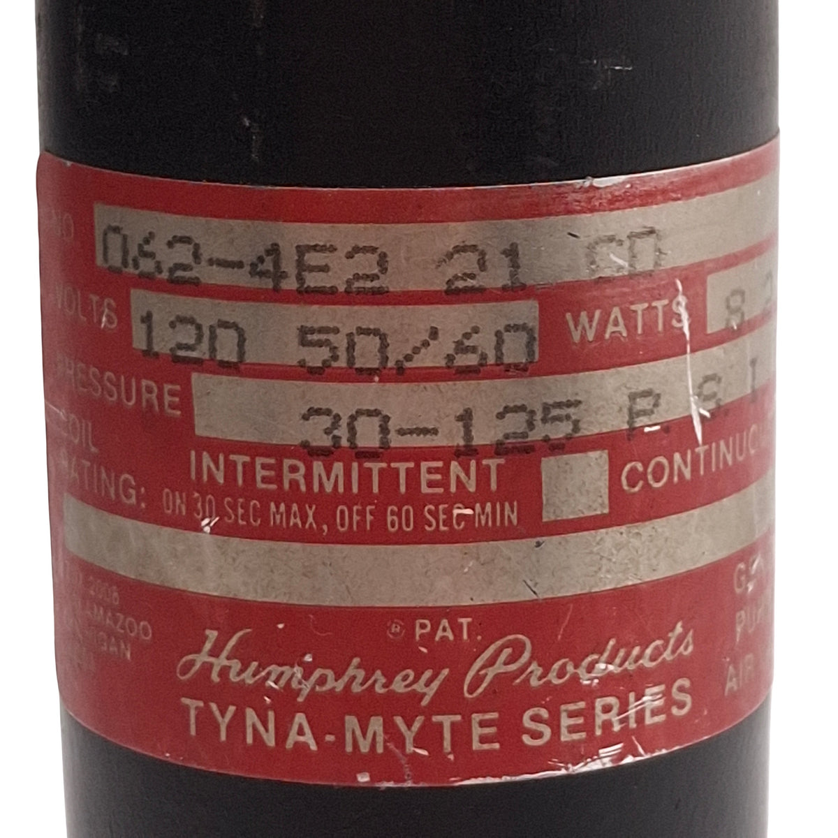 Used Humphrey 062-4E2-21-CD Tyna-Myte Solenoid Valve, 4-Way, 30-125psi, 120VAC Coils