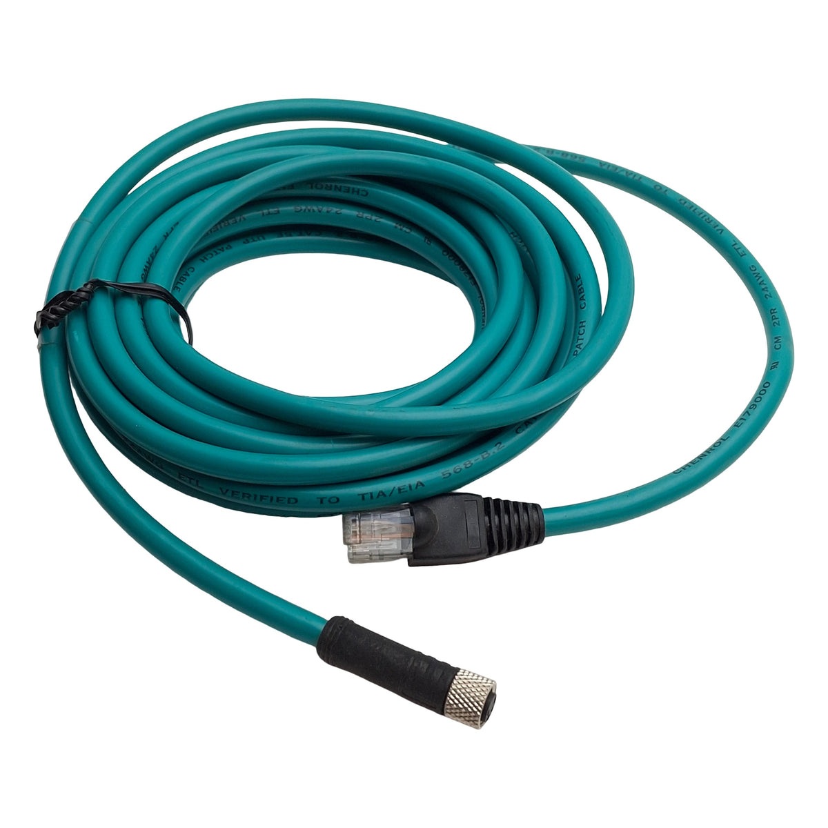 New – Open box Banner Engineering IVUC-E-415 Double Ended Cordset, M8 4-Pin F to RJ45 Male, 5m