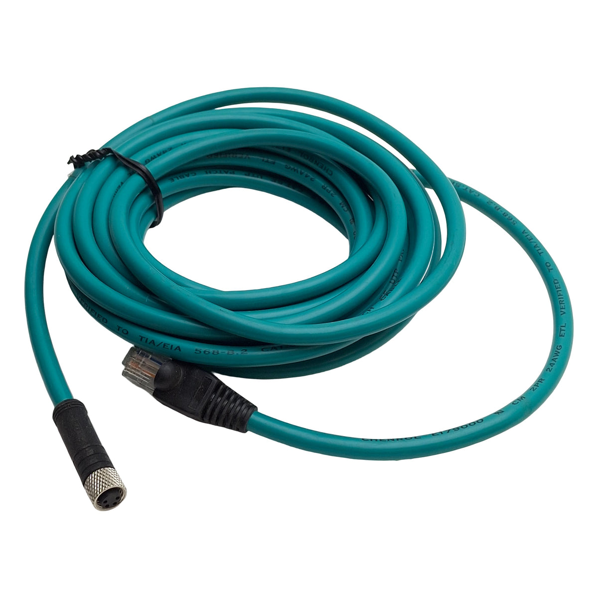 New – Open box Banner Engineering IVUC-E-415 Double Ended Cordset, M8 4-Pin F to RJ45 Male, 5m