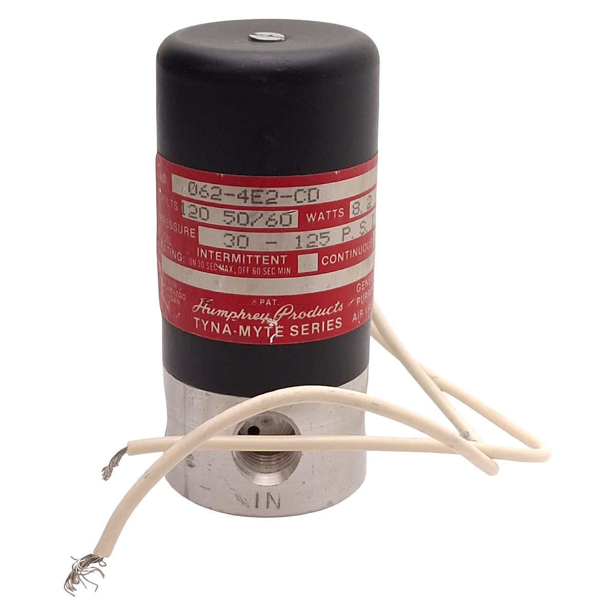 Used Humphrey 062-4E2-CD Tyna-Myte Solenoid Valve, 4-Way, 30-125psi, 120VAC Coils