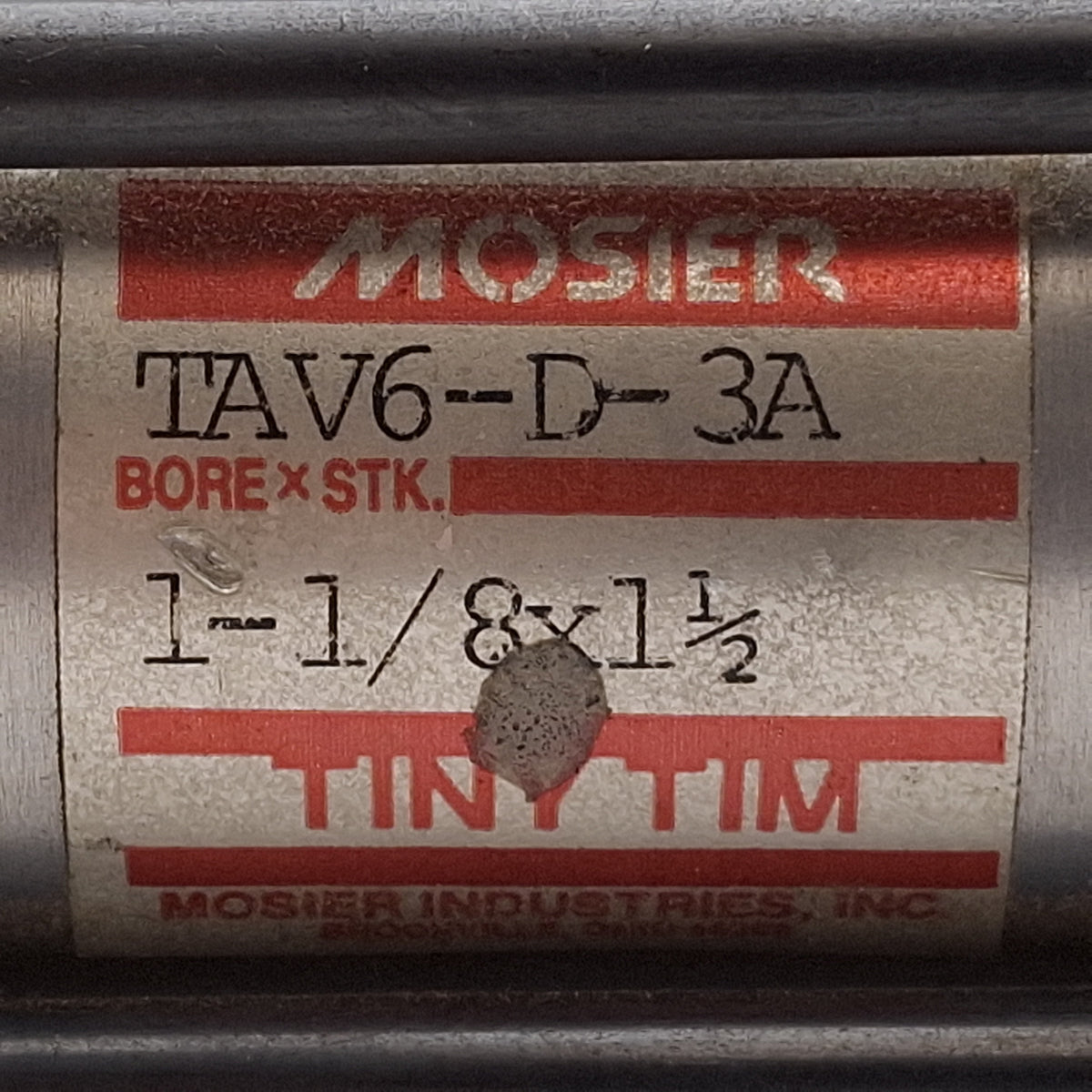 Used Mosier TAV6-D-3A Tie-Rod Cylinder, ø1-1/8in Bore, 1-1/2in Stroke, 1/8in NPT