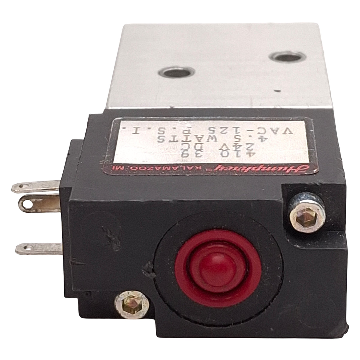 Used Humphrey 410-39-24VDC Solenoid Valve, 4-Way, Vac-125psi, 1/8in NPSF, 24VDC Coil