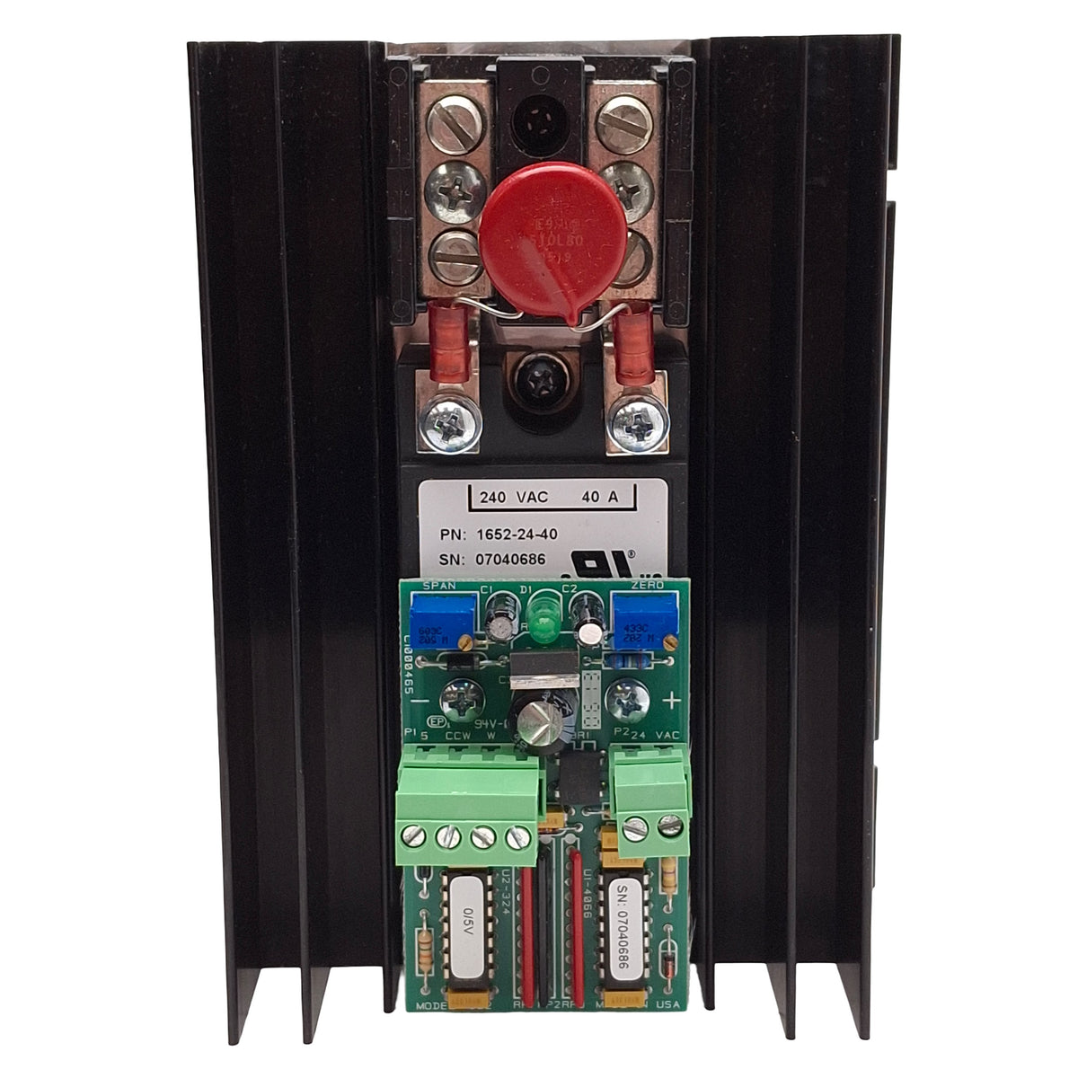 Used Control Concepts 1022-24-40-0/5V-LT SCR Power Controller, 1Ø 240VAC 40A, 0-5VDC