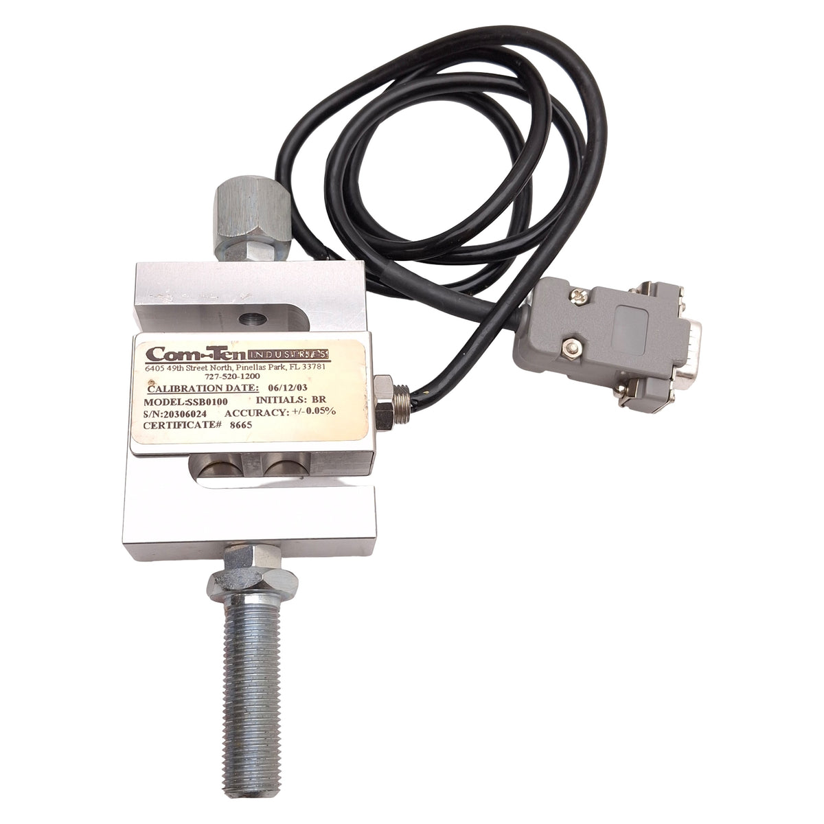 Used Com-Ten Industries SSB0100 S-Beam Load Cell, 100lbs Capacity, ±0.05%, HD15 Male