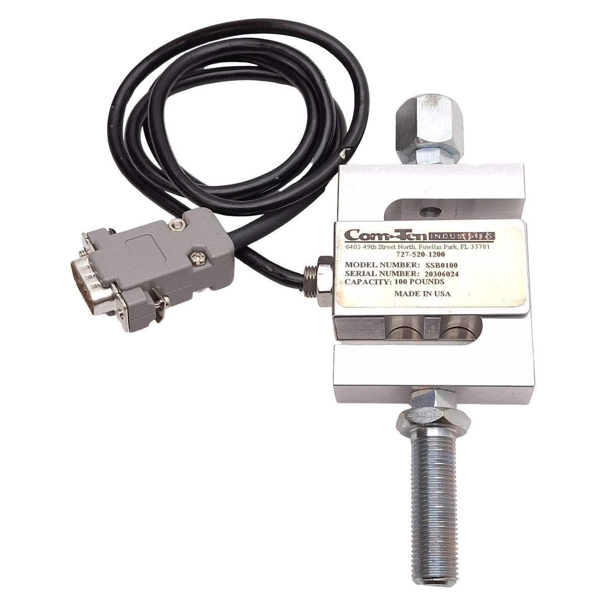 Used Com-Ten Industries SSB0100 S-Beam Load Cell, 100lbs Capacity, ±0.05%, HD15 Male