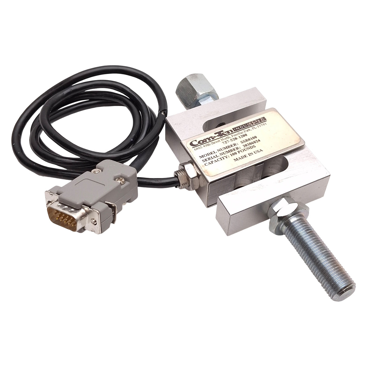 Used Com-Ten Industries SSB0100 S-Beam Load Cell, 100lbs Capacity, ±0.05%, HD15 Male