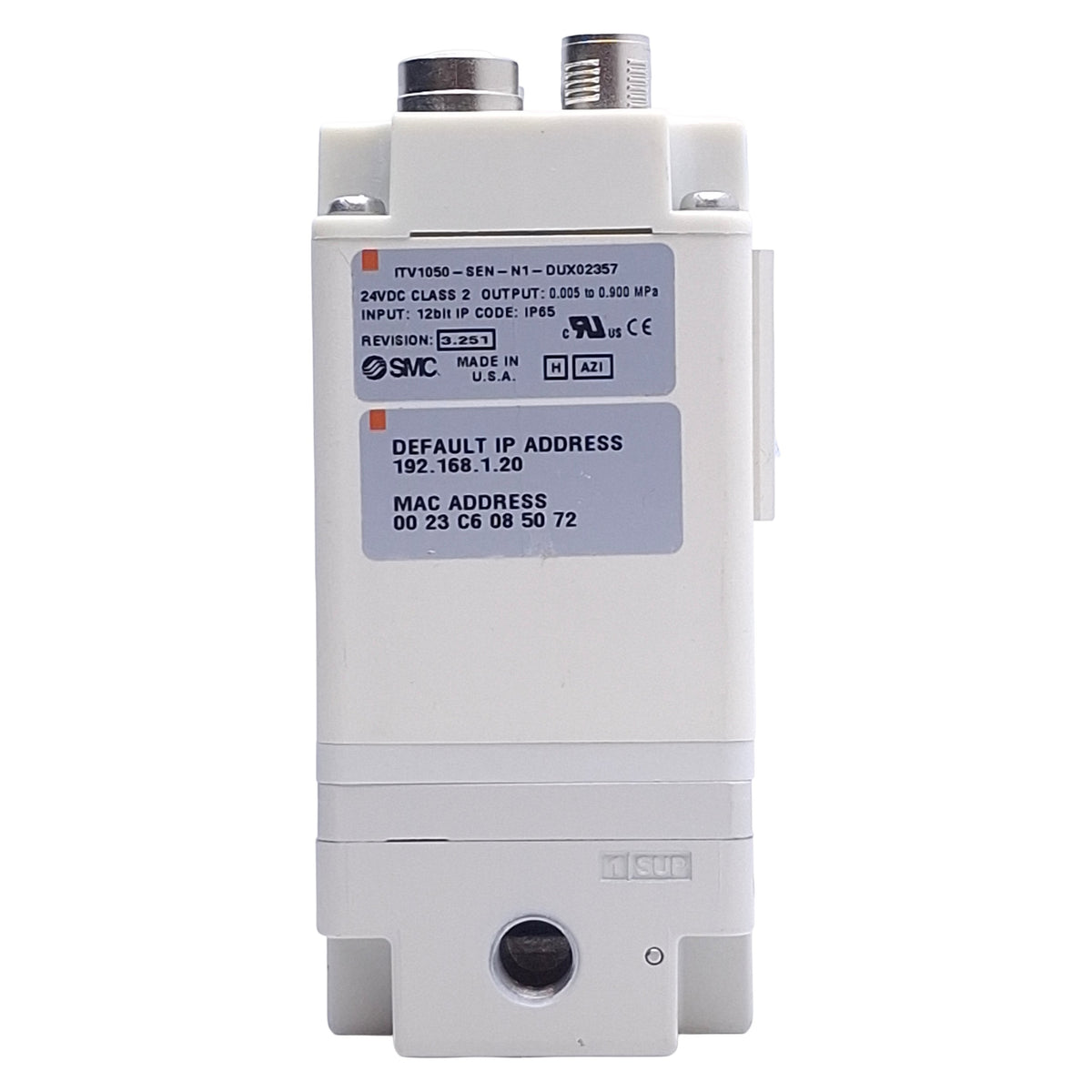 Used SMC ITV1050-SEN-N1-DUX02357 Electro-Pneumatic Regulator, EtherNet/IP, 1/8" NPT