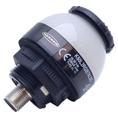 Used Banner K50L2RGB7ALSQ 7-Color Indicator Light w/Alarm 10-30VDC, M12 5-Pin QD