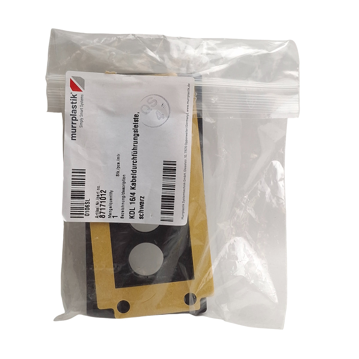 New Murrplastik 87171012 KDL 16/4 Cable Entry Plate, 4-Hole, 86mm x 36mm Frame