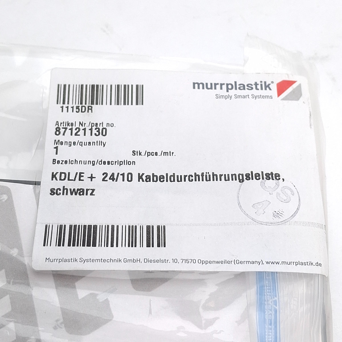 New Murrplastik 87121130 KDL/E+ 24/10 Cable Entry Frame, 146mm x 60mm x 36mm
