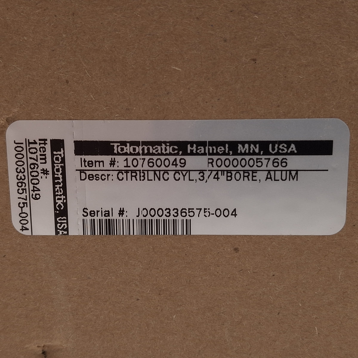 New Tolomatic 10760049 Counterbalance Cylinder, ø3/4in Bore, 26in Stroke, 1/8in NPT