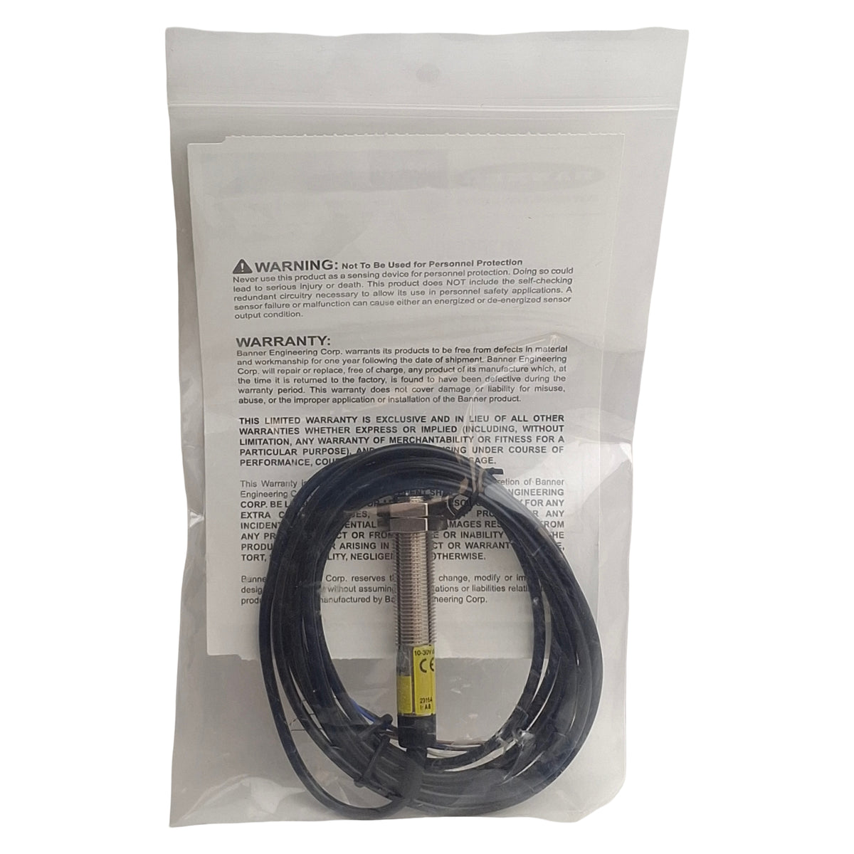New Banner M12PFF50 Photoelectric Sensor, 50mm SN, 10-30VDC PNP Output, 2m Cable