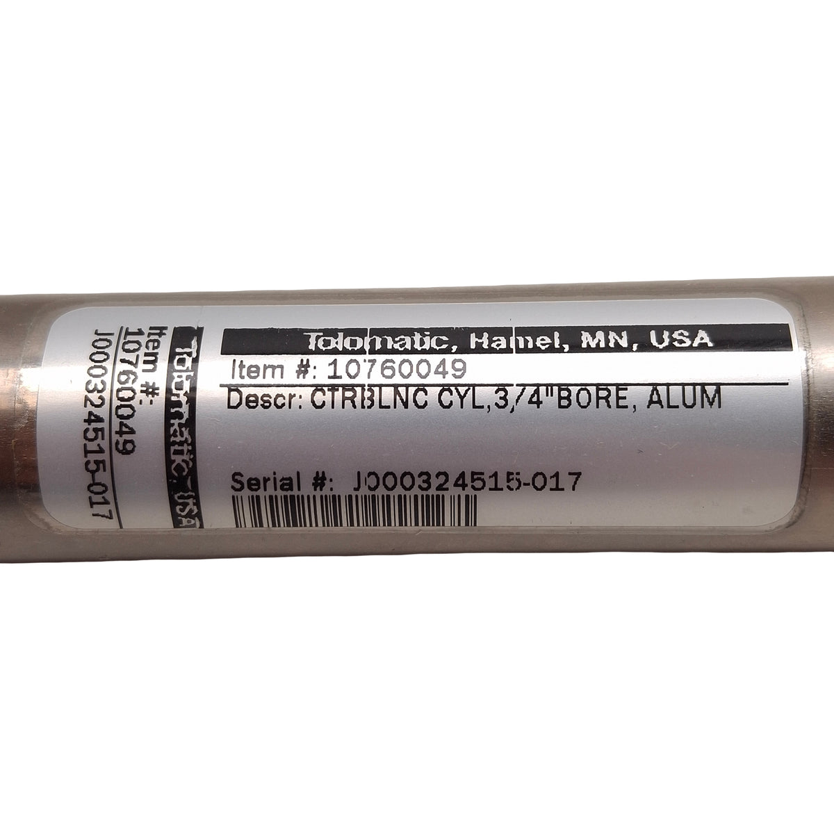 Used Tolomatic 10760049 Counterbalance Cylinder, ø3/4in Bore, 26in Stroke, 1/8NPT