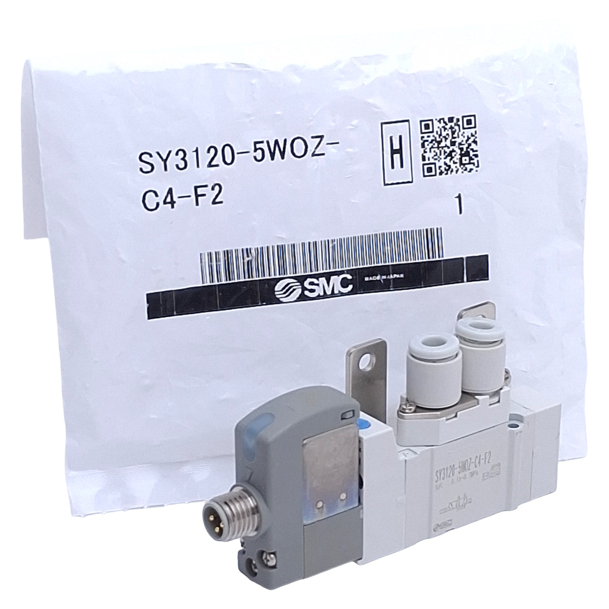 New SMC SY3120-5WOZ-C4-F2 Solenoid Valve 5-Port, 0.1-0.7MPa, M8 3-Pin, 24VDC Coil
