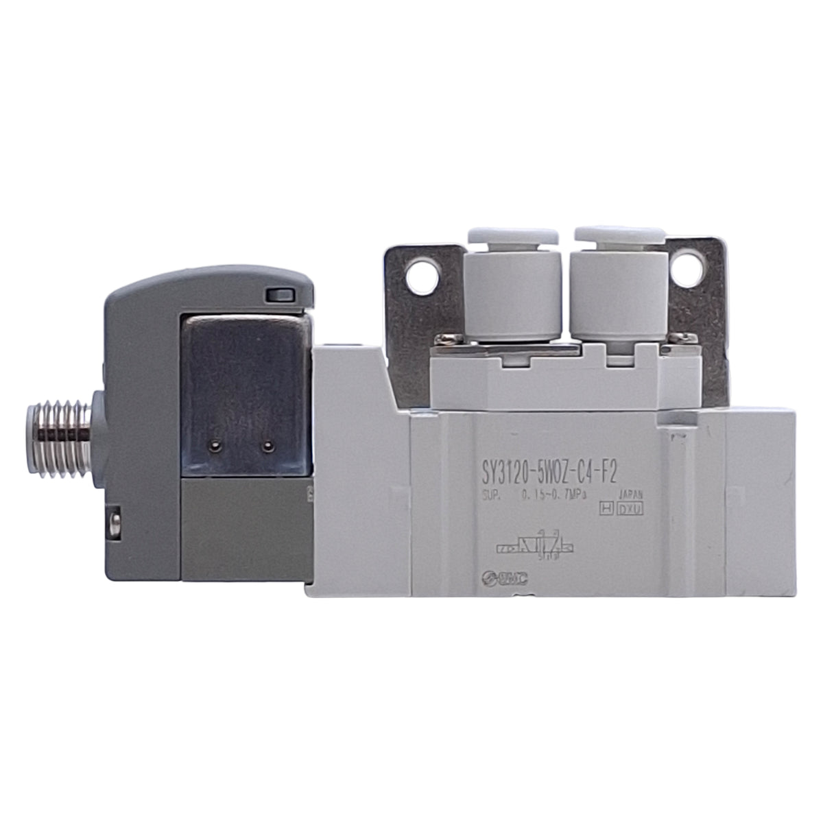 New SMC SY3120-5WOZ-C4-F2 Solenoid Valve 5-Port, 0.1-0.7MPa, M8 3-Pin, 24VDC Coil